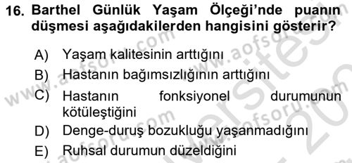 Temel Bakım Hizmetleri Dersi 2025 - 2026 Yılı (Vize) Ara Sınav Soruları 16. Soru