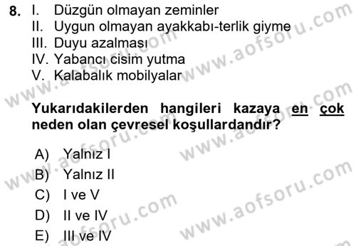 Temel Bakım Hizmetleri Dersi 2025 - 2026 Yılı (Vize) Ara Sınav Soruları 8. Soru