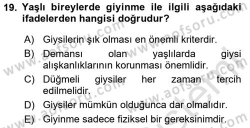 Temel Bakım Hizmetleri Dersi 2025 - 2026 Yılı (Final) Dönem Sonu Sınav Soruları 19. Soru