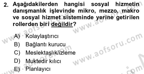 Sosyal Hizmet Mesleğine Giriş Dersi 2024 - 2025 Yılı (Vize) Ara Sınav Soruları 2. Soru
