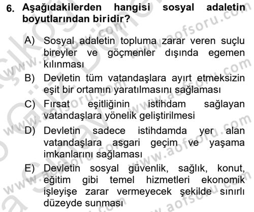 Sosyal Hizmet Mesleğine Giriş Dersi 2024 - 2025 Yılı (Vize) Ara Sınav Soruları 6. Soru