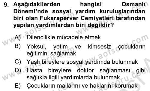 Sosyal Hizmet Mesleğine Giriş Dersi 2024 - 2025 Yılı (Vize) Ara Sınav Soruları 9. Soru