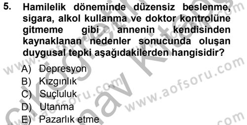 Özel Gereksinimli Bireyler ve Bakım Hizmetleri Dersi 2012 - 2013 Yılı (Vize) Ara Sınav Soruları 5. Soru