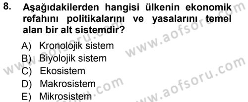 Özel Gereksinimli Bireyler ve Bakım Hizmetleri Dersi 2012 - 2013 Yılı (Final) Dönem Sonu Sınav Soruları 8. Soru