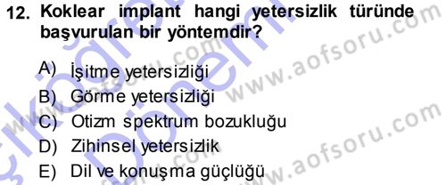 Özel Gereksinimli Bireyler ve Bakım Hizmetleri Dersi 2013 - 2014 Yılı (Vize) Ara Sınav Soruları 12. Soru