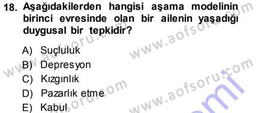 Özel Gereksinimli Bireyler ve Bakım Hizmetleri Dersi 2013 - 2014 Yılı (Vize) Ara Sınav Soruları 18. Soru