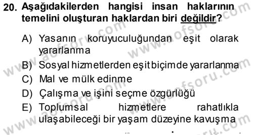 Özel Gereksinimli Bireyler ve Bakım Hizmetleri Dersi 2013 - 2014 Yılı (Final) Dönem Sonu Sınav Soruları 20. Soru