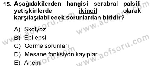 Özel Gereksinimli Bireyler ve Bakım Hizmetleri Dersi 2014 - 2015 Yılı (Final) Dönem Sonu Sınav Soruları 15. Soru