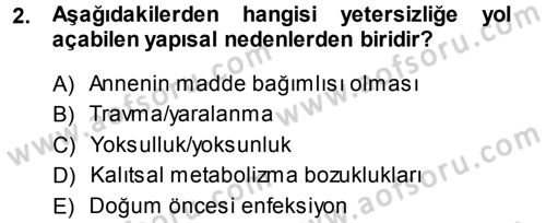 Özel Gereksinimli Bireyler ve Bakım Hizmetleri Dersi 2014 - 2015 Yılı Tek Ders Sınav Soruları 2. Soru