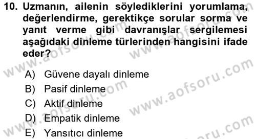 Özel Gereksinimli Bireyler ve Bakım Hizmetleri Dersi 2015 - 2016 Yılı (Final) Dönem Sonu Sınav Soruları 10. Soru