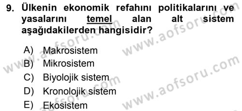 Özel Gereksinimli Bireyler ve Bakım Hizmetleri Dersi 2015 - 2016 Yılı Tek Ders Sınav Soruları 9. Soru