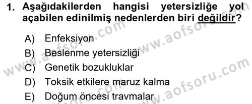 Özel Gereksinimli Bireyler ve Bakım Hizmetleri Dersi 2016 - 2017 Yılı (Final) Dönem Sonu Sınav Soruları 1. Soru