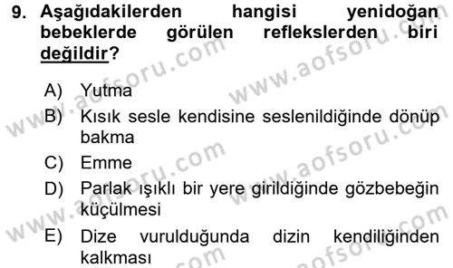Özel Gereksinimli Bireyler ve Bakım Hizmetleri Dersi 2016 - 2017 Yılı (Final) Dönem Sonu Sınav Soruları 9. Soru