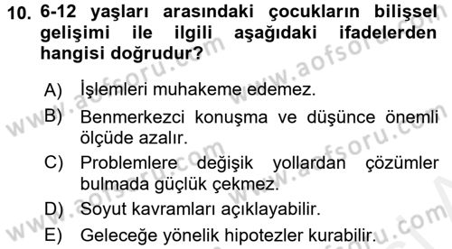 Özel Gereksinimli Bireyler ve Bakım Hizmetleri Dersi 2017 - 2018 Yılı 3 Ders Sınav Soruları 10. Soru