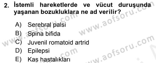 Özel Gereksinimli Bireyler ve Bakım Hizmetleri Dersi 2017 - 2018 Yılı 3 Ders Sınav Soruları 2. Soru