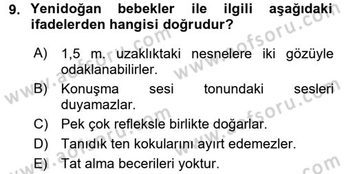 Özel Gereksinimli Bireyler ve Bakım Hizmetleri Dersi 2017 - 2018 Yılı 3 Ders Sınav Soruları 9. Soru