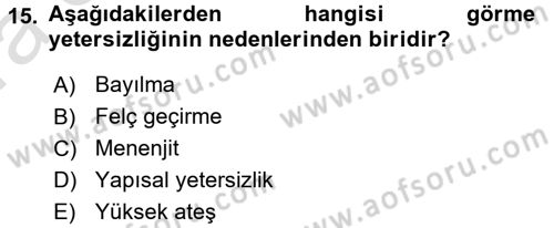 Özel Gereksinimli Bireyler ve Bakım Hizmetleri Dersi 2017 - 2018 Yılı (Vize) Ara Sınav Soruları 15. Soru