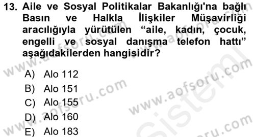 Özel Gereksinimli Bireyler ve Bakım Hizmetleri Dersi 2017 - 2018 Yılı (Final) Dönem Sonu Sınav Soruları 13. Soru