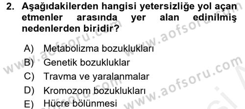 Özel Gereksinimli Bireyler ve Bakım Hizmetleri Dersi 2017 - 2018 Yılı (Final) Dönem Sonu Sınav Soruları 2. Soru