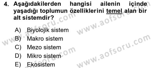 Özel Gereksinimli Bireyler ve Bakım Hizmetleri Dersi 2017 - 2018 Yılı (Final) Dönem Sonu Sınav Soruları 4. Soru