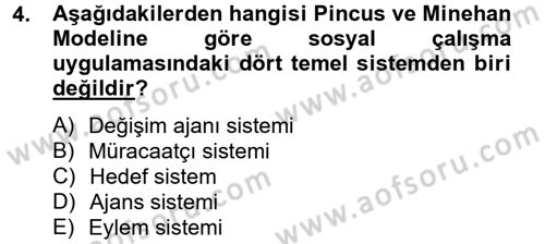 Sosyal Hizmet Uygulamaları Dersi 2012 - 2013 Yılı (Vize) Ara Sınavı 4. Soru