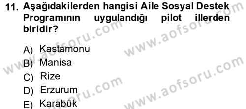 Sosyal Hizmet Uygulamaları Dersi 2013 - 2014 Yılı (Vize) Ara Sınavı 11. Soru