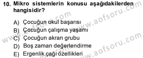 Sosyal Hizmet Uygulamaları Dersi 2013 - 2014 Yılı (Final) Dönem Sonu Sınav Soruları 10. Soru