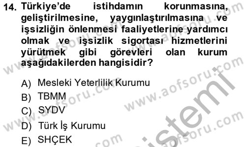 Sosyal Hizmet Uygulamaları Dersi 2013 - 2014 Yılı (Final) Dönem Sonu Sınav Soruları 14. Soru