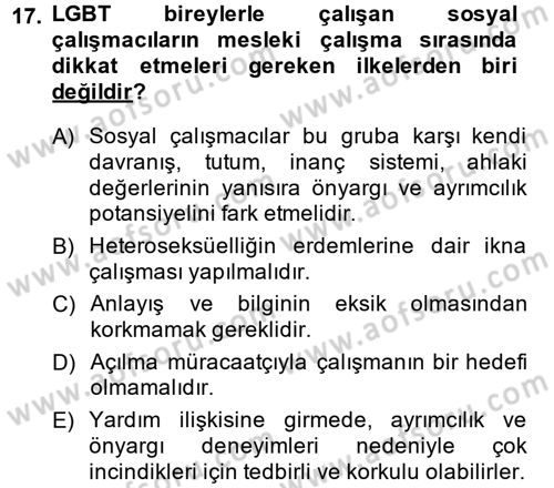 Sosyal Hizmet Uygulamaları Dersi 2013 - 2014 Yılı (Final) Dönem Sonu Sınav Soruları 17. Soru