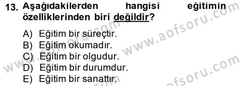 Sosyal Hizmet Uygulamaları Dersi 2013 - 2014 Yılı Tek Ders Sınav Soruları 13. Soru