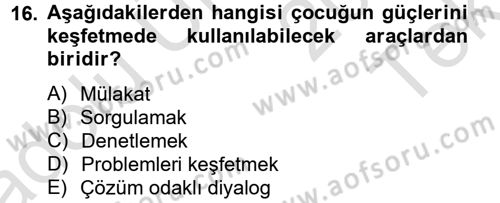 Sosyal Hizmet Uygulamaları Dersi 2013 - 2014 Yılı Tek Ders Sınav Soruları 16. Soru