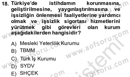 Sosyal Hizmet Uygulamaları Dersi 2013 - 2014 Yılı Tek Ders Sınav Soruları 18. Soru