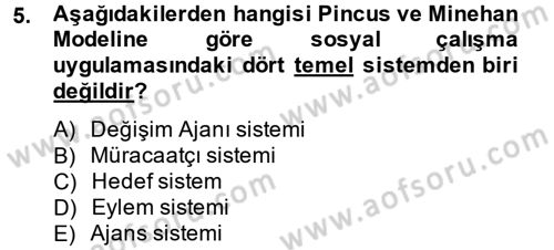 Sosyal Hizmet Uygulamaları Dersi 2014 - 2015 Yılı (Vize) Ara Sınav Soruları 5. Soru
