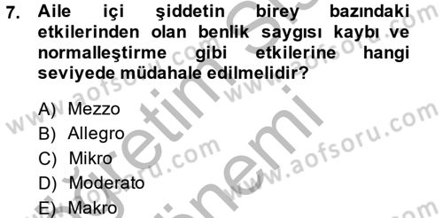 Sosyal Hizmet Uygulamaları Dersi 2014 - 2015 Yılı (Vize) Ara Sınav Soruları 7. Soru
