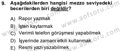 Sosyal Hizmet Uygulamaları Dersi 2014 - 2015 Yılı (Vize) Ara Sınav Soruları 9. Soru
