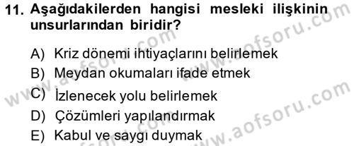 Sosyal Hizmet Uygulamaları Dersi 2014 - 2015 Yılı (Final) Dönem Sonu Sınav Soruları 11. Soru