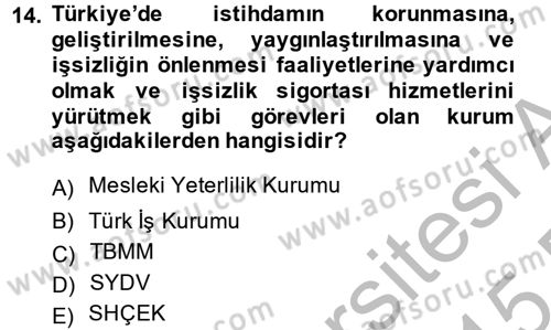 Sosyal Hizmet Uygulamaları Dersi 2014 - 2015 Yılı (Final) Dönem Sonu Sınav Soruları 14. Soru
