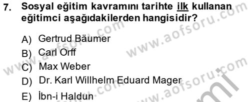 Sosyal Hizmet Uygulamaları Dersi 2014 - 2015 Yılı (Final) Dönem Sonu Sınav Soruları 7. Soru