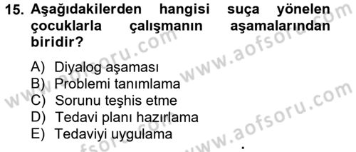 Sosyal Hizmet Uygulamaları Dersi 2014 - 2015 Yılı Tek Ders Sınavı 15. Soru