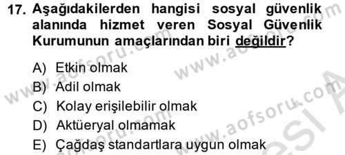 Sosyal Hizmet Uygulamaları Dersi 2014 - 2015 Yılı Tek Ders Sınavı 17. Soru