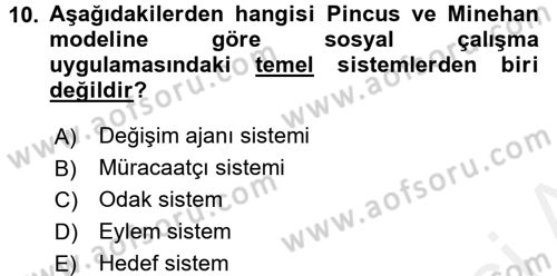 Sosyal Hizmet Uygulamaları Dersi 2015 - 2016 Yılı (Vize) Ara Sınavı 10. Soru