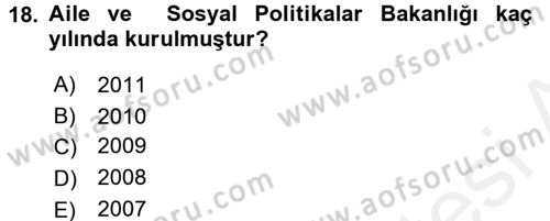 Sosyal Hizmet Uygulamaları Dersi 2015 - 2016 Yılı (Vize) Ara Sınavı 18. Soru