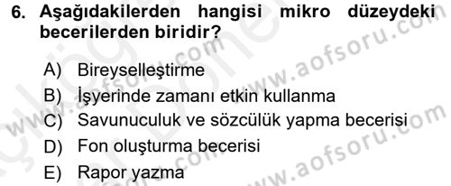 Sosyal Hizmet Uygulamaları Dersi 2015 - 2016 Yılı (Vize) Ara Sınav Soruları 6. Soru