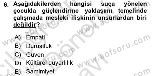 Sosyal Hizmet Uygulamaları Dersi 2015 - 2016 Yılı (Final) Dönem Sonu Sınavı 6. Soru