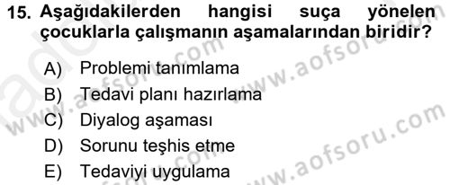 Sosyal Hizmet Uygulamaları Dersi 2015 - 2016 Yılı Tek Ders Sınav Soruları 15. Soru