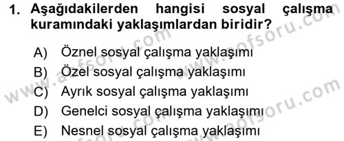 Sosyal Hizmet Uygulamaları Dersi 2016 - 2017 Yılı (Vize) Ara Sınav Soruları 1. Soru