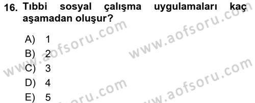 Sosyal Hizmet Uygulamaları Dersi 2016 - 2017 Yılı (Vize) Ara Sınav Soruları 16. Soru