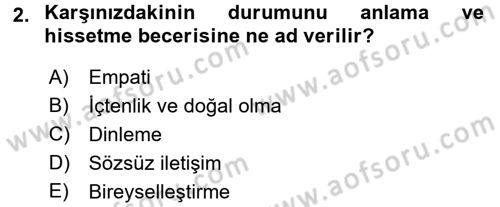 Sosyal Hizmet Uygulamaları Dersi 2016 - 2017 Yılı (Vize) Ara Sınav Soruları 2. Soru