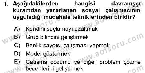 Sosyal Hizmet Uygulamaları Dersi 2016 - 2017 Yılı (Final) Dönem Sonu Sınav Soruları 1. Soru