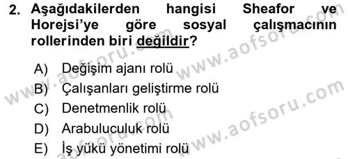 Sosyal Hizmet Uygulamaları Dersi 2016 - 2017 Yılı (Final) Dönem Sonu Sınav Soruları 2. Soru